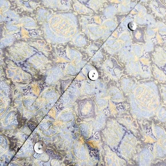 Tori Richard Honolulu Hawaiian Aloha Shirt Mens Button-Up Shirt Large Gray Blue - Picture 3 of 9